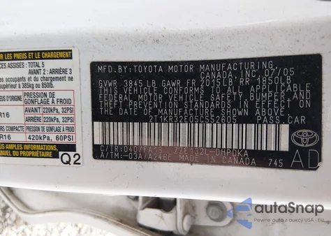 2005 Toyota Matrix from USA, damaged, VIN 2T1KR32E05C552605